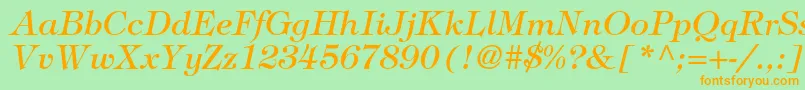 TiffanystdItalic Font – Orange Fonts on Green Background