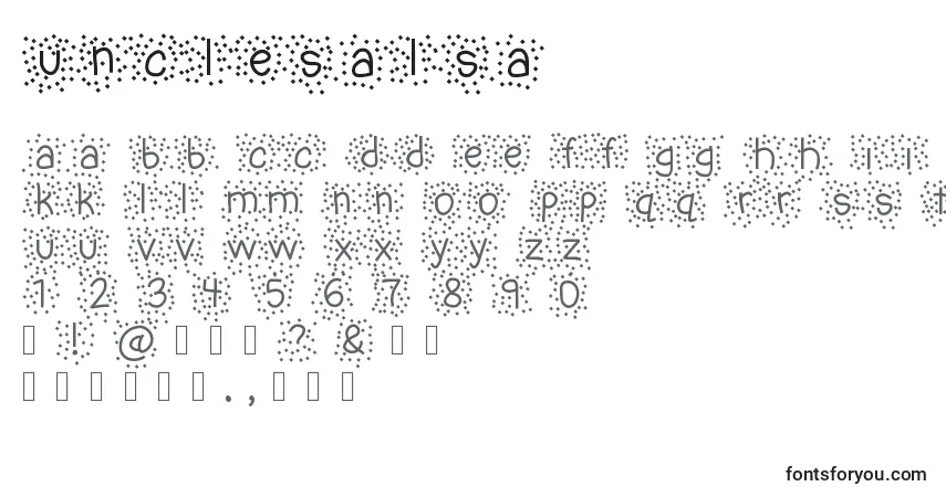 Czcionka UncleSalsa – alfabet, cyfry, specjalne znaki