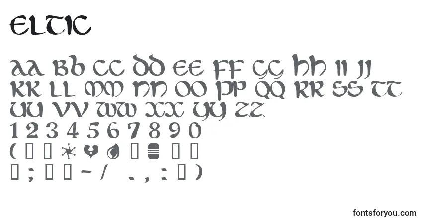 Eltic font – alphabet, numbers, special characters