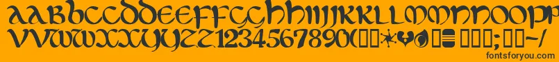 Eltic-Schriftart – Schwarze Schriften auf orangefarbenem Hintergrund