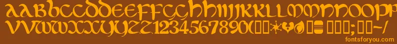 Eltic Font – Orange Fonts on Brown Background