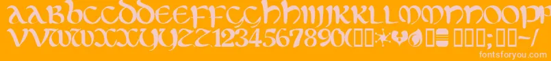Eltic-Schriftart – Rosa Schriften auf orangefarbenem Hintergrund