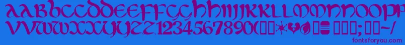 Eltic Font – Purple Fonts on Blue Background