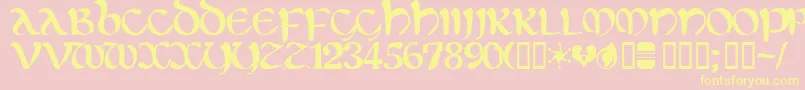 Eltic-Schriftart – Gelbe Schriften auf rosa Hintergrund