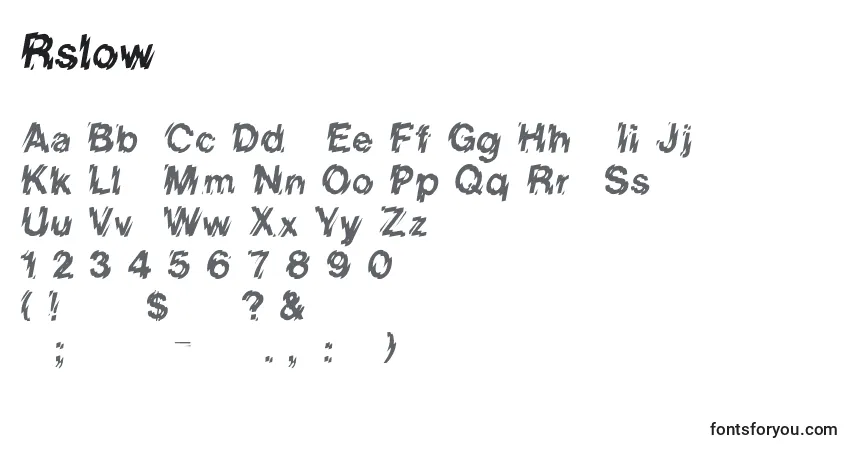 A fonte Rslowerwestside – alfabeto, números, caracteres especiais