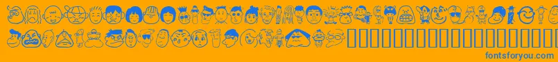 Sakabepeople01 Font – Blue Fonts on Orange Background