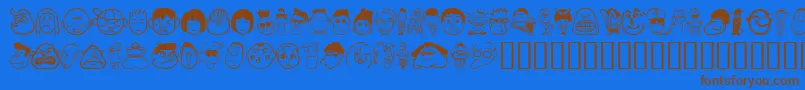 Sakabepeople01-Schriftart – Braune Schriften auf blauem Hintergrund