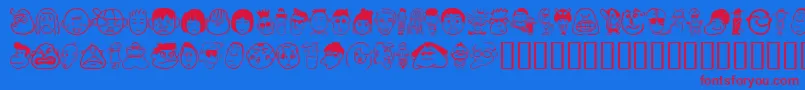 Sakabepeople01-Schriftart – Rote Schriften auf blauem Hintergrund