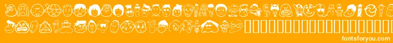 Sakabepeople01-Schriftart – Weiße Schriften auf orangefarbenem Hintergrund