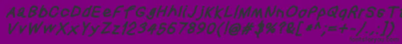 Fonte Squaredhandobl – fontes pretas em um fundo violeta