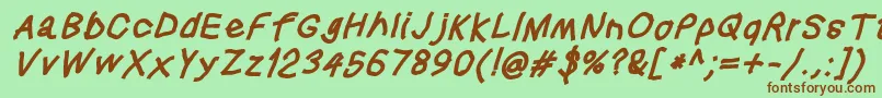 Squaredhandobl Font – Brown Fonts on Green Background