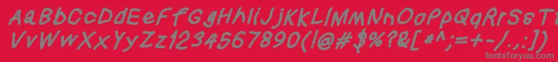 フォントSquaredhandobl – 赤い背景に灰色の文字