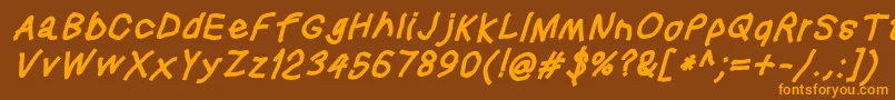 Squaredhandobl Font – Orange Fonts on Brown Background