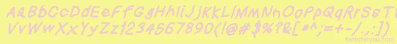 Squaredhandobl Font – Pink Fonts on Yellow Background