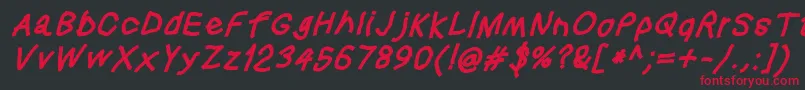 Squaredhandobl Font – Red Fonts on Black Background