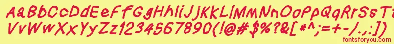 フォントSquaredhandobl – 赤い文字の黄色い背景