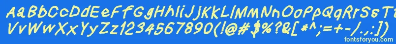 Squaredhandobl Font – Yellow Fonts on Blue Background