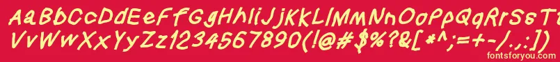 Squaredhandobl Font – Yellow Fonts on Red Background