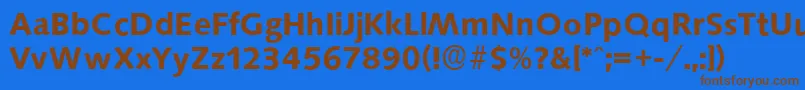 フォントSaxonyserialBold – 茶色の文字が青い背景にあります。