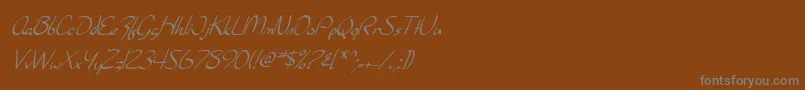 SfBurlingtonScriptItalic-fontti – harmaat kirjasimet ruskealla taustalla