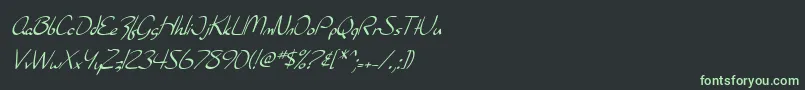 SfBurlingtonScriptItalic-fontti – vihreät fontit mustalla taustalla