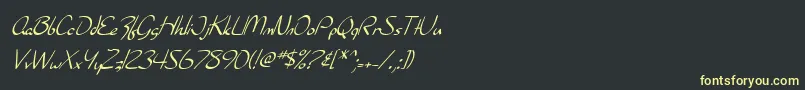 フォントSfBurlingtonScriptItalic – 黒い背景に黄色の文字