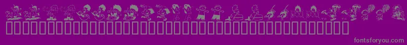 Weitere Informationen zur KrKidlets-Schriftart KrKidlets-Schriftart – Graue Schriften auf violettem Hintergrund