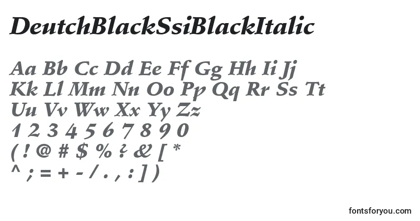 A fonte DeutchBlackSsiBlackItalic – alfabeto, números, caracteres especiais
