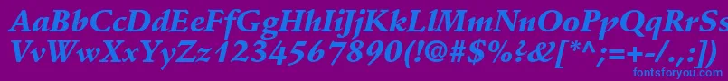 DeutchBlackSsiBlackItalic-Schriftart – Blaue Schriften auf violettem Hintergrund