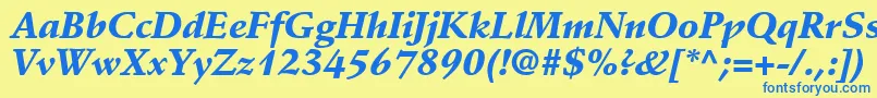 Czcionka DeutchBlackSsiBlackItalic – niebieskie czcionki na żółtym tle