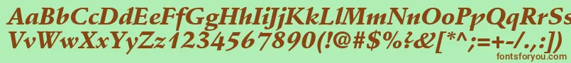 フォントDeutchBlackSsiBlackItalic – 緑の背景に茶色のフォント