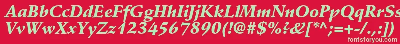 DeutchBlackSsiBlackItalic-Schriftart – Grüne Schriften auf rotem Hintergrund