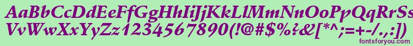Czcionka DeutchBlackSsiBlackItalic – fioletowe czcionki na zielonym tle