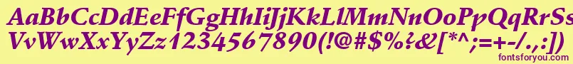 Czcionka DeutchBlackSsiBlackItalic – fioletowe czcionki na żółtym tle