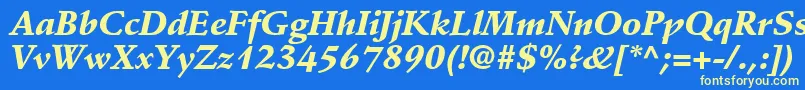 DeutchBlackSsiBlackItalic-Schriftart – Gelbe Schriften auf blauem Hintergrund