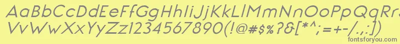 Fonte SignoriaBoldItalic – fontes cinzas em um fundo amarelo