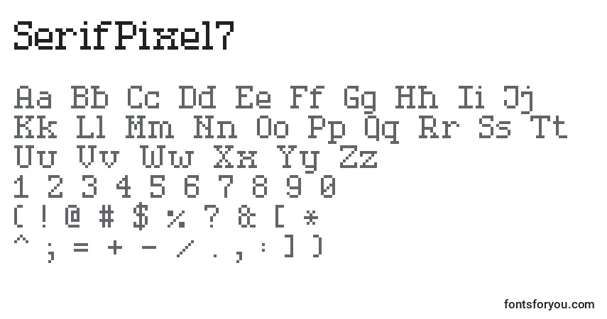 Шрифт SerifPixel7 – алфавит, цифры, специальные символы