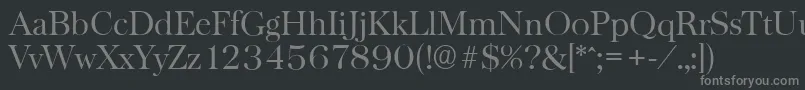 BaskervilleserialLightRegular-fontti – harmaat kirjasimet mustalla taustalla