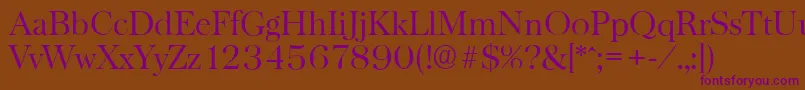 BaskervilleserialLightRegular Font – Purple Fonts on Brown Background