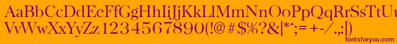 BaskervilleserialLightRegular Font – Purple Fonts on Orange Background