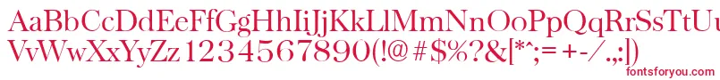 フォントBaskervilleserialLightRegular – 白い背景に赤い文字