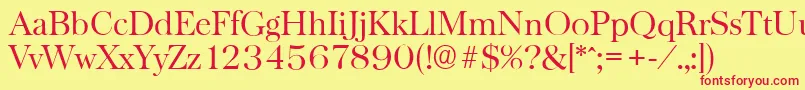 フォントBaskervilleserialLightRegular – 赤い文字の黄色い背景