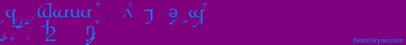 フォントTengwarQuenyaA – 紫色の背景に青い文字