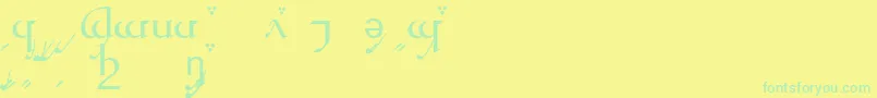 TengwarQuenyaA Font – Green Fonts on Yellow Background