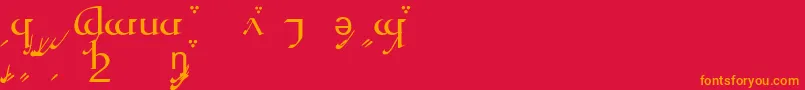 TengwarQuenyaA Font – Orange Fonts on Red Background