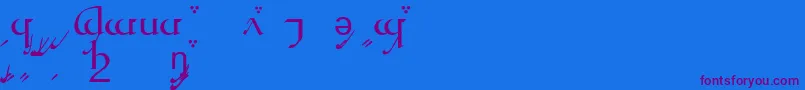 TengwarQuenyaA-Schriftart – Violette Schriften auf blauem Hintergrund