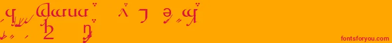 TengwarQuenyaA-Schriftart – Rote Schriften auf orangefarbenem Hintergrund