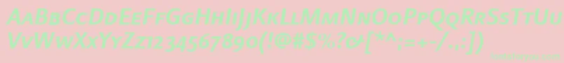 LinotypefinneganscBolditalic-Schriftart – Grüne Schriften auf rosa Hintergrund