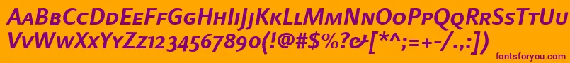 LinotypefinneganscBolditalic Font – Purple Fonts on Orange Background