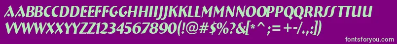 Шрифт ABremennrItalic – зелёные шрифты на фиолетовом фоне